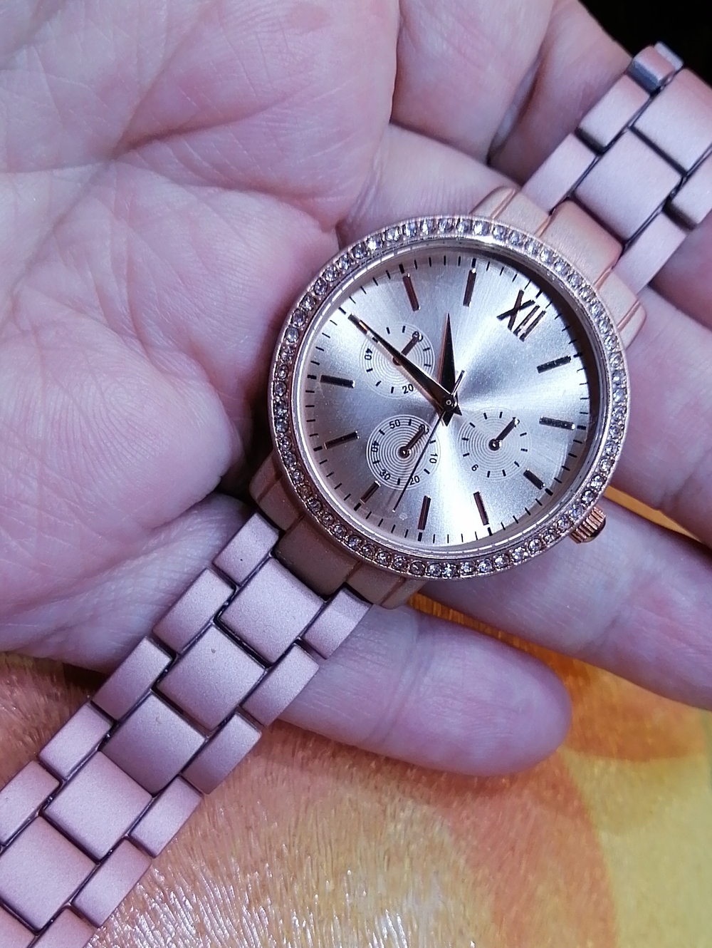 Sparkling Crystals Dusty Rose Matt Bracelet New Watch New Battery 7.25", 8"